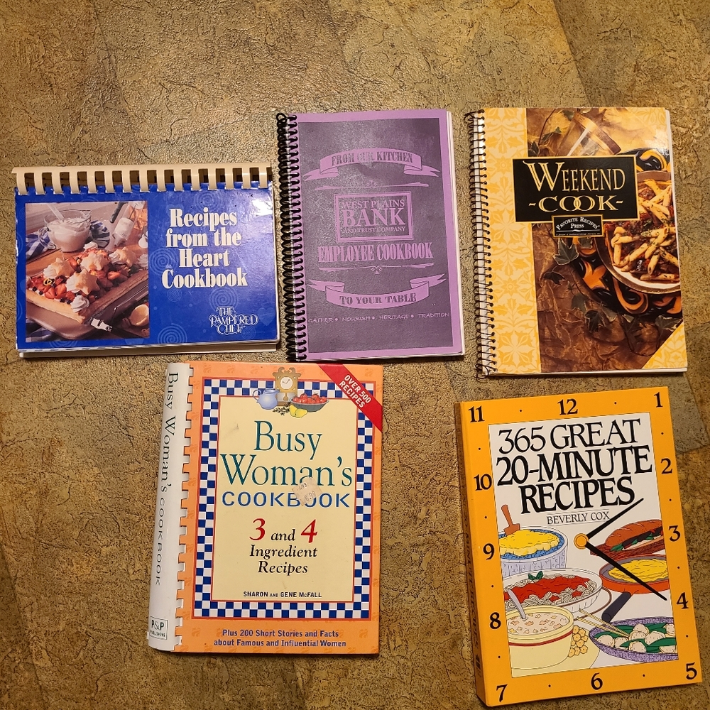 5 different cookbooks. Can be sold together or separate $2 each or $8 for all of